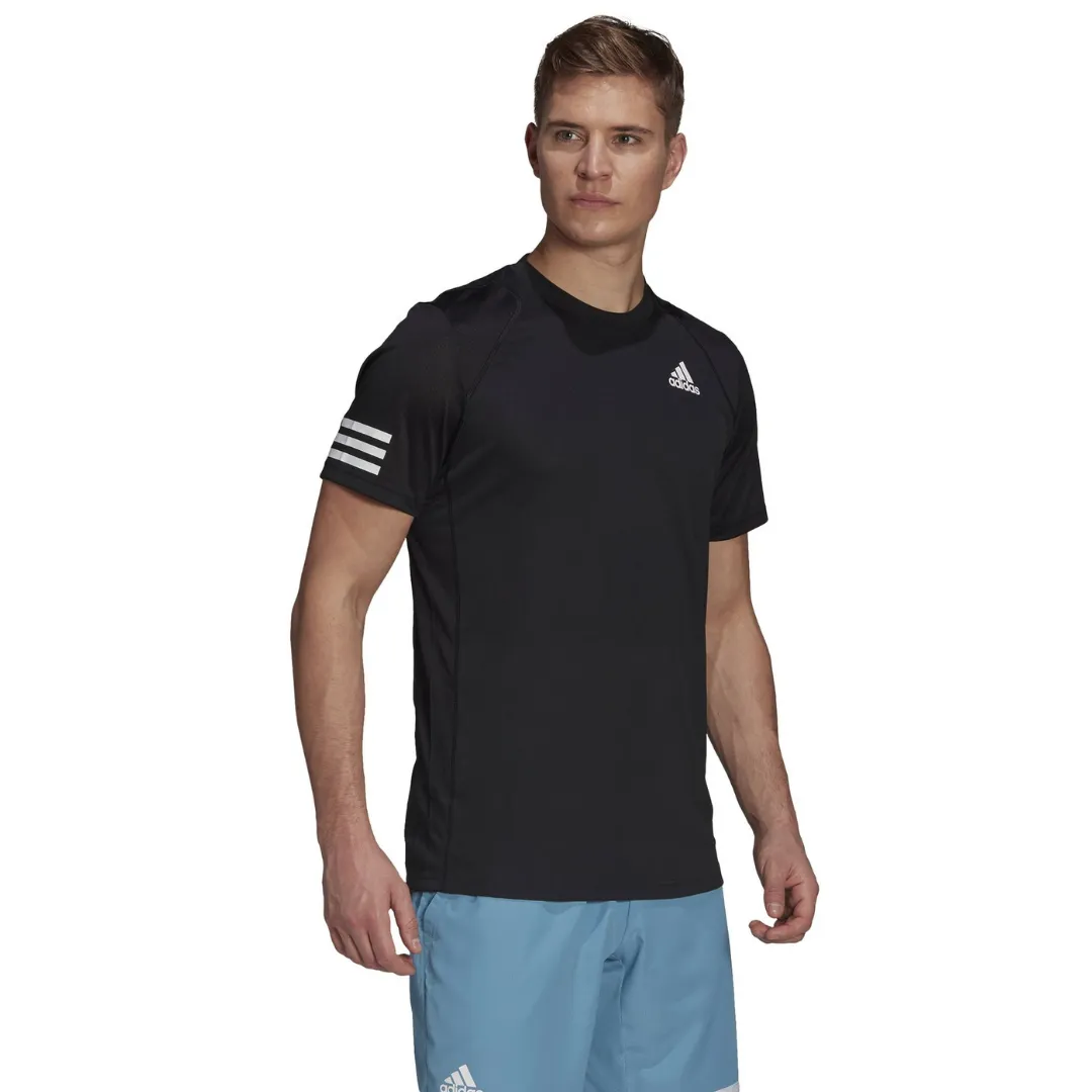 Oeko Tex Certified Vibrant Prints Adidas Club 3 Stripe Tee - Black/White