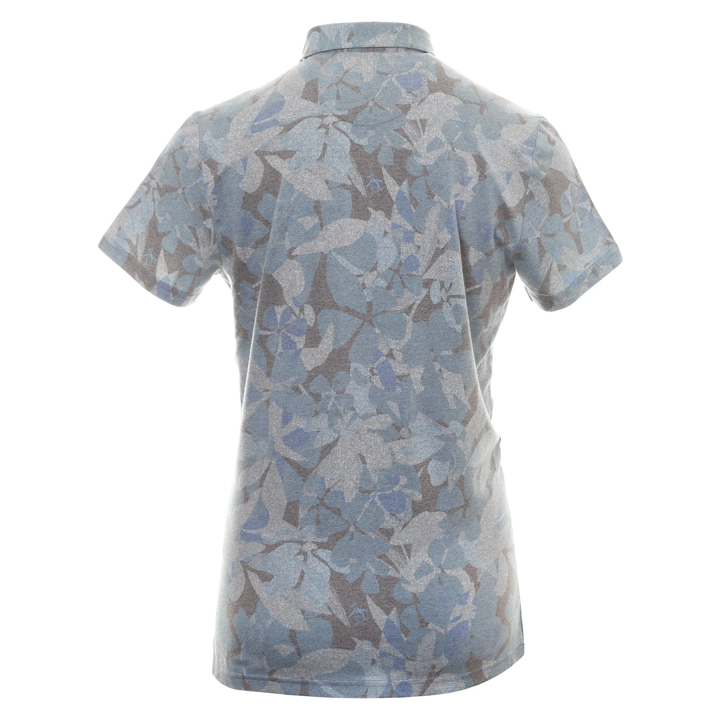 Breathable Wearable Original Penguin Mens Filtered Floral Camo Print Stretch Golf Polo Shirt - CAVIAR