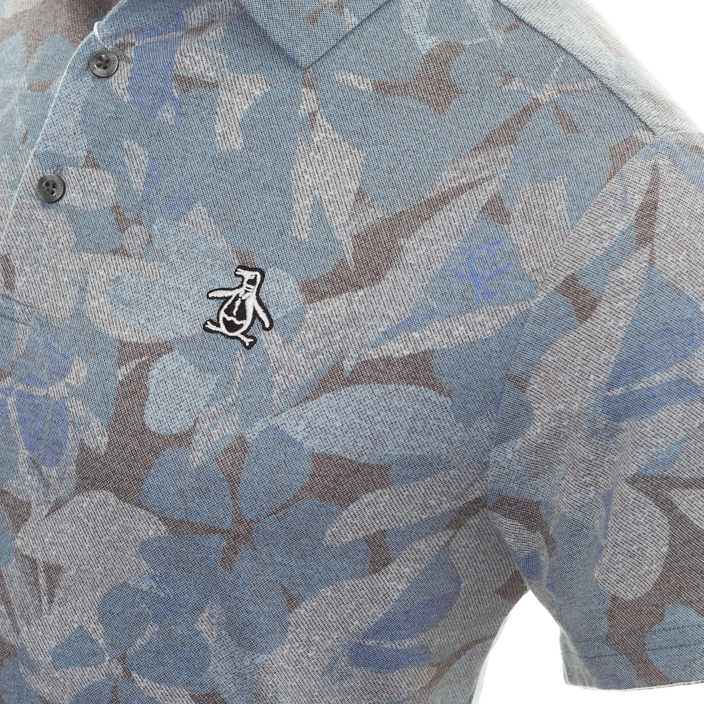 Athletic Comfort Chic Appearance Original Penguin Mens Filtered Floral Camo Print Stretch Golf Polo Shirt - CAVIAR