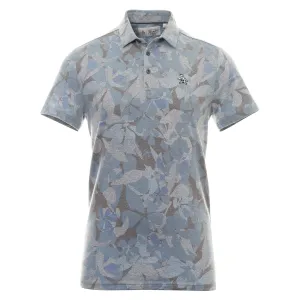 Original Penguin Mens Filtered Floral Camo Print Stretch Golf Polo Shirt - CAVIAR Summer Vacation Comfort Wearable