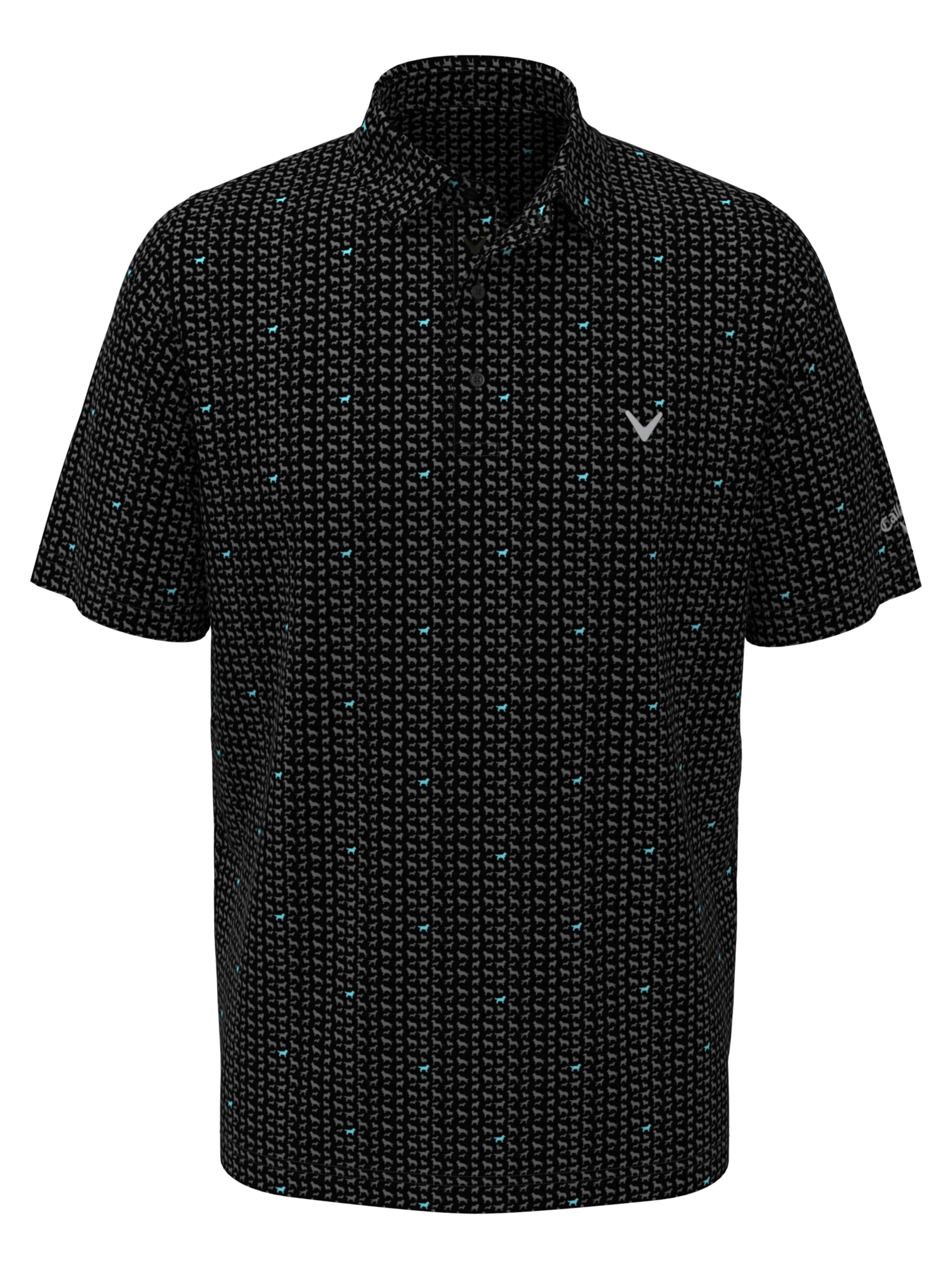 Casual Design Subtle ToneOnTone Stitching Mens Doggy Print Polo