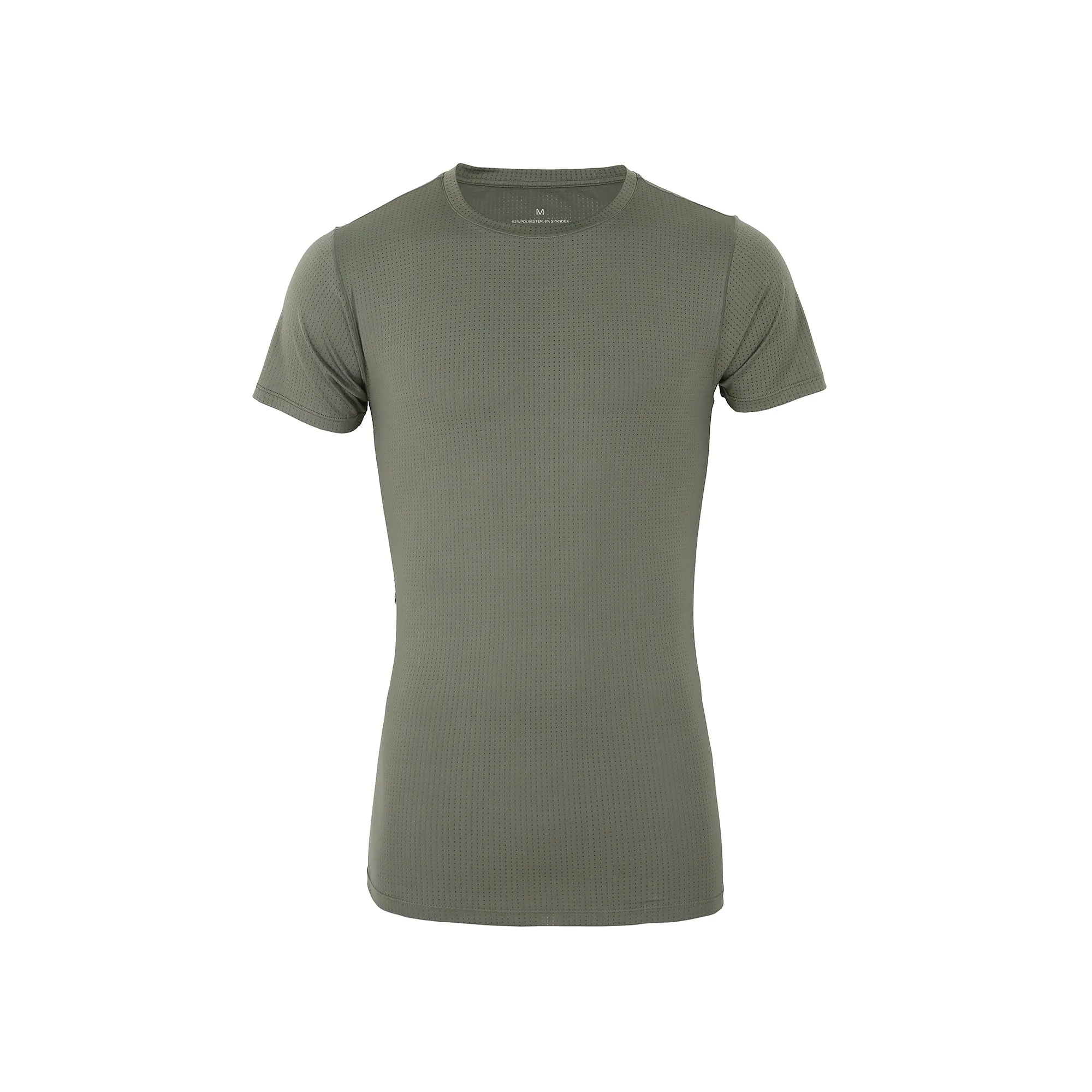 Quick Release Hem Men's Workout Short Sleeve Dry Fit Top  Olive