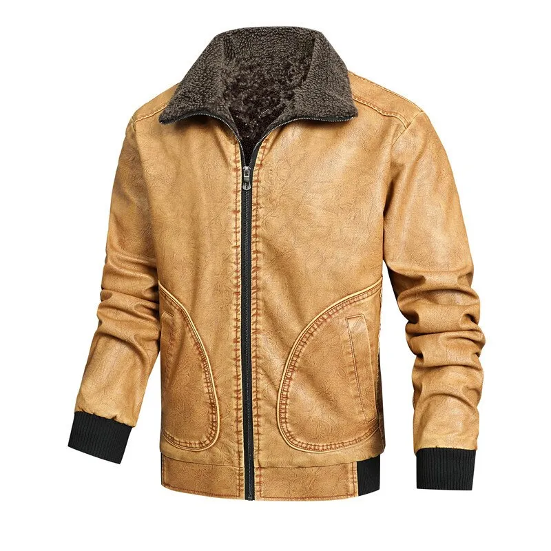 EcoFriendlyDyeProcess West Louis? Fleece Collar Business Style Leather Jacket
