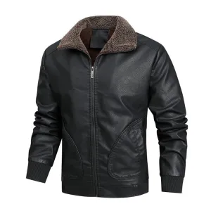 AirflowOptimized West Louis? Fleece Collar Business Style Leather Jacket
