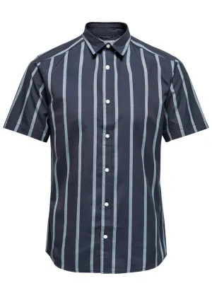 Men's Striped Dress Shirt,Navy Zip Front Urban Fashion
