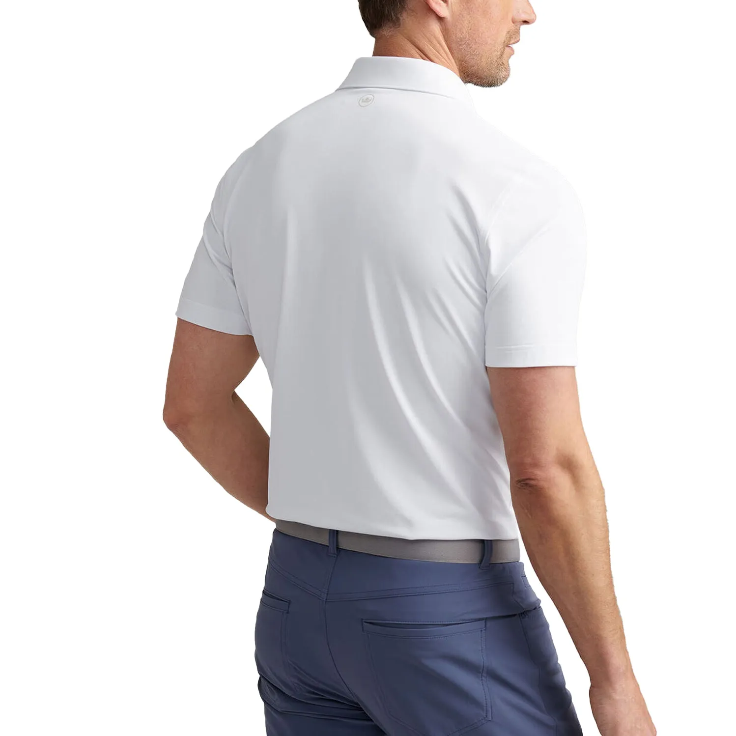 Peter Millar Soul Performance Mesh Golf Polo Shirt - White Smart Layers