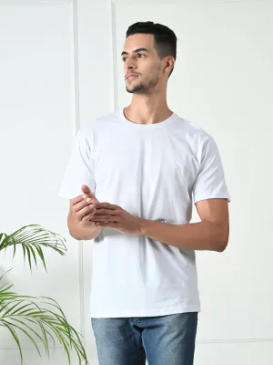 Comfy 100% Cotton Solid Regular Fit Tee - White Relaxed Design Beach Wear