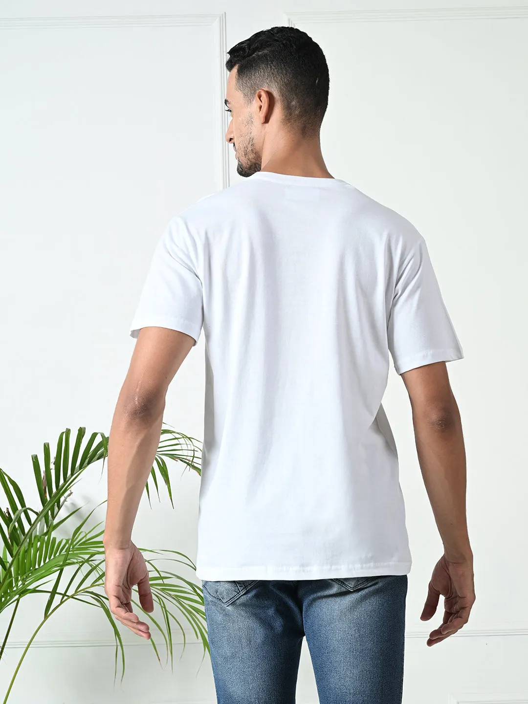 Active Style Comfy 100% Cotton Solid Regular Fit Tee - White
