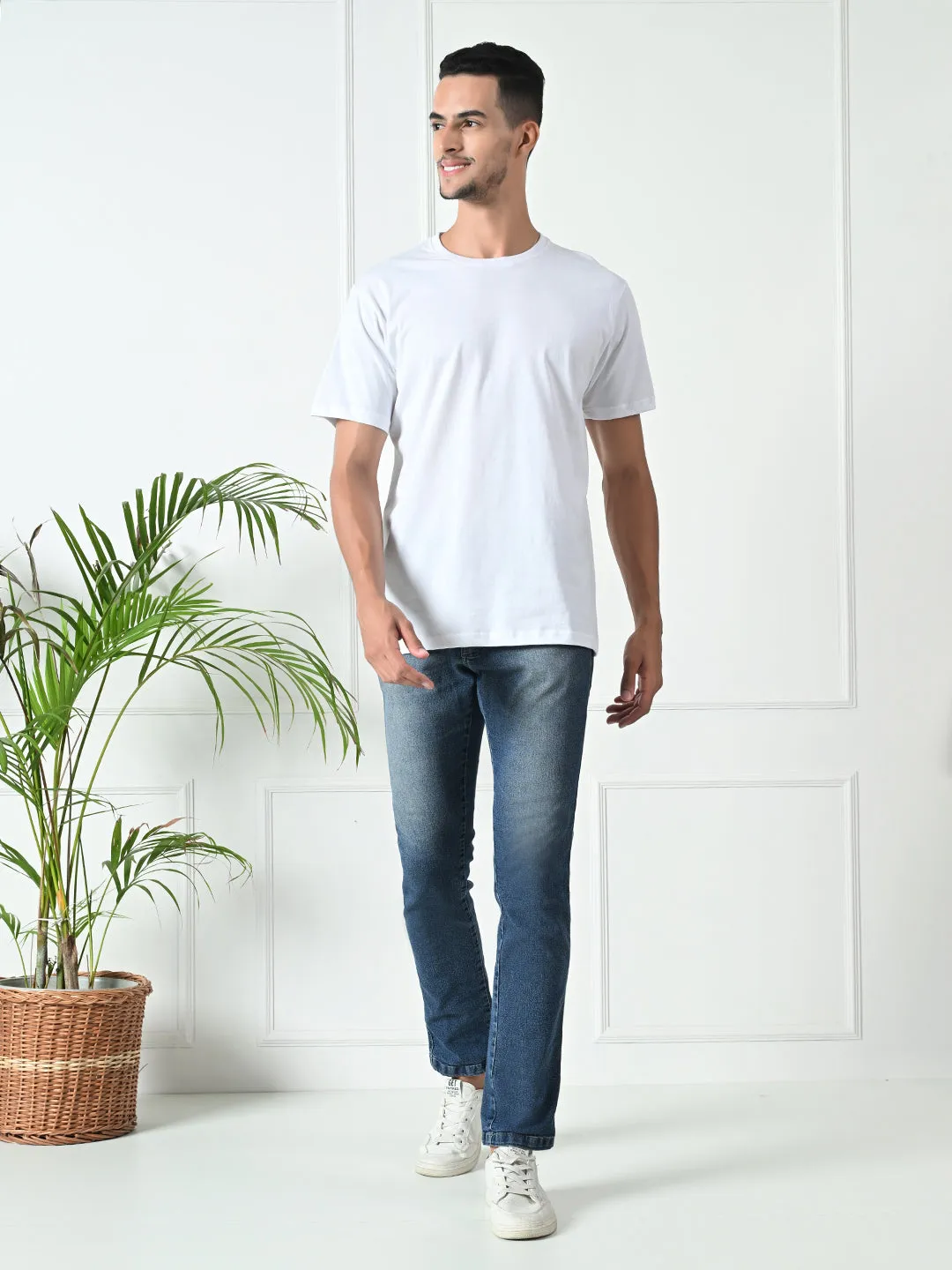 Comfy 100% Cotton Solid Regular Fit Tee - White Classic Vibes Halloween