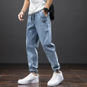 West Louis? Men Streetwear Denim Jogger Pants BreathableMeshLining