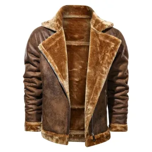 West Louis? Leather Velvet Aviator Warm Jacket SeamlessPockets Organic Cotton Certification