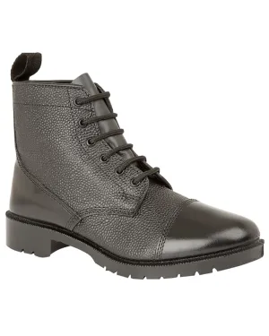 Flexible Fit Frequent Travelers Shock Diffusing Plate Grafters Black Grain Leather 6 Eye Cadet Boots