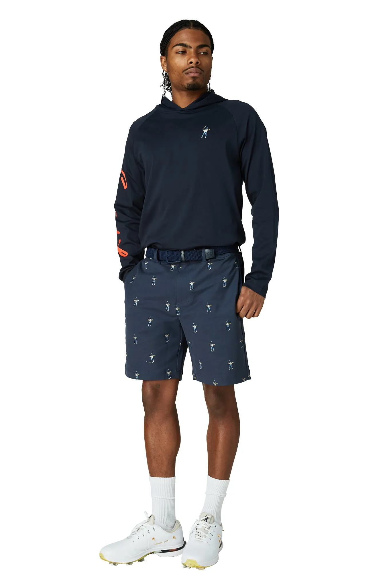 Cross Ventilation Channels Holiday Gift Embroidered Woven Short