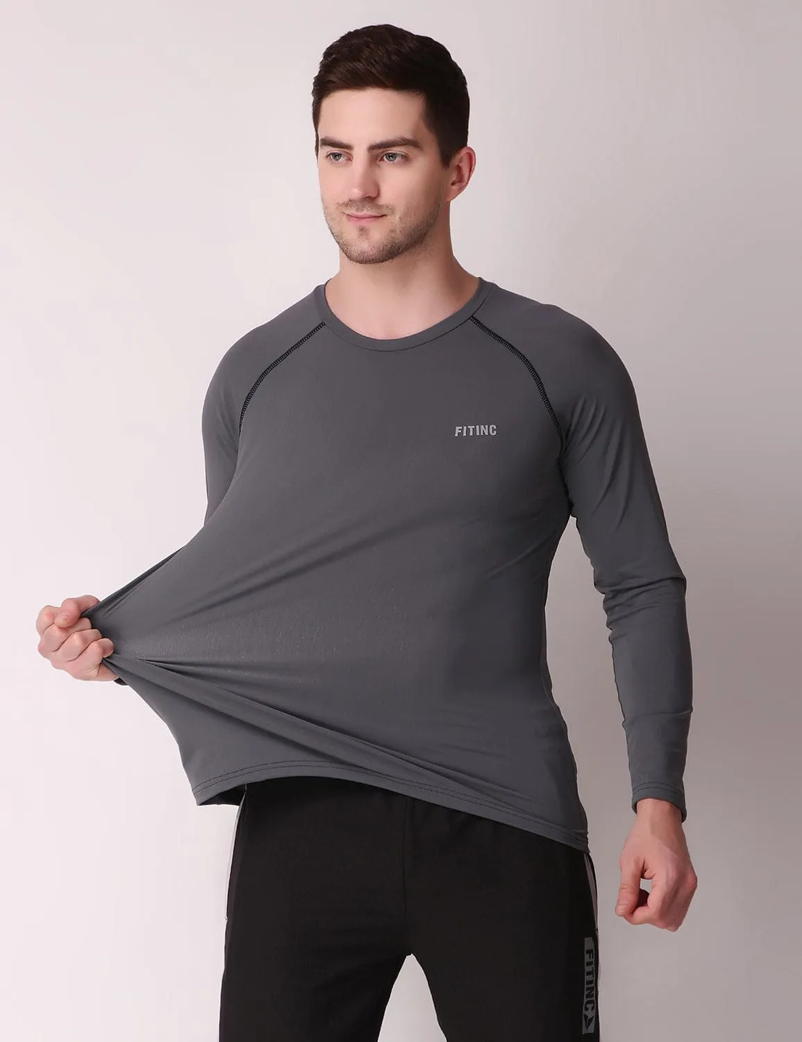 Personalized Dryfit Stretch Full-Sleeve T-Shirt - Grey