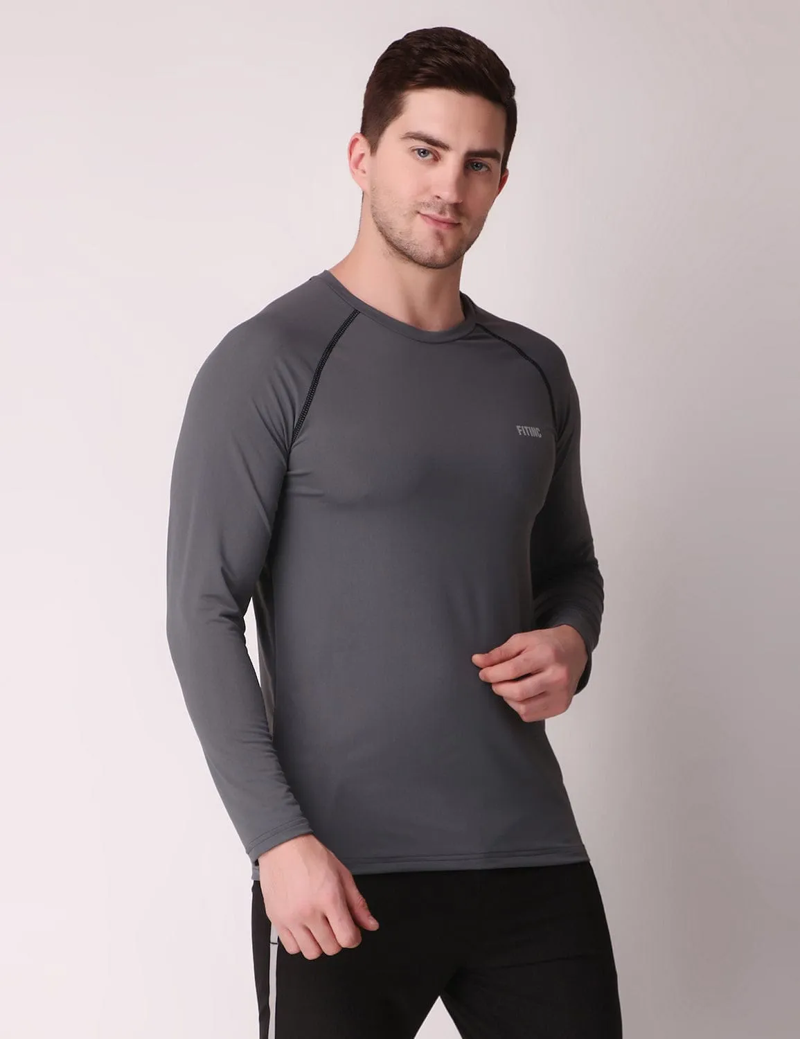 Dryfit Stretch Full-Sleeve T-Shirt - Grey Stretch Wear