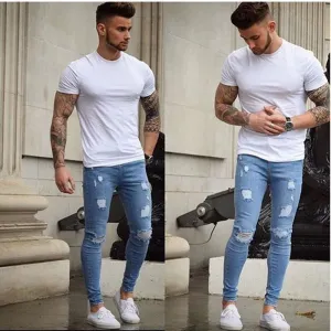 Yearlong Fit Flexible Waist West Louis? Ripped Design Skinny Jeans