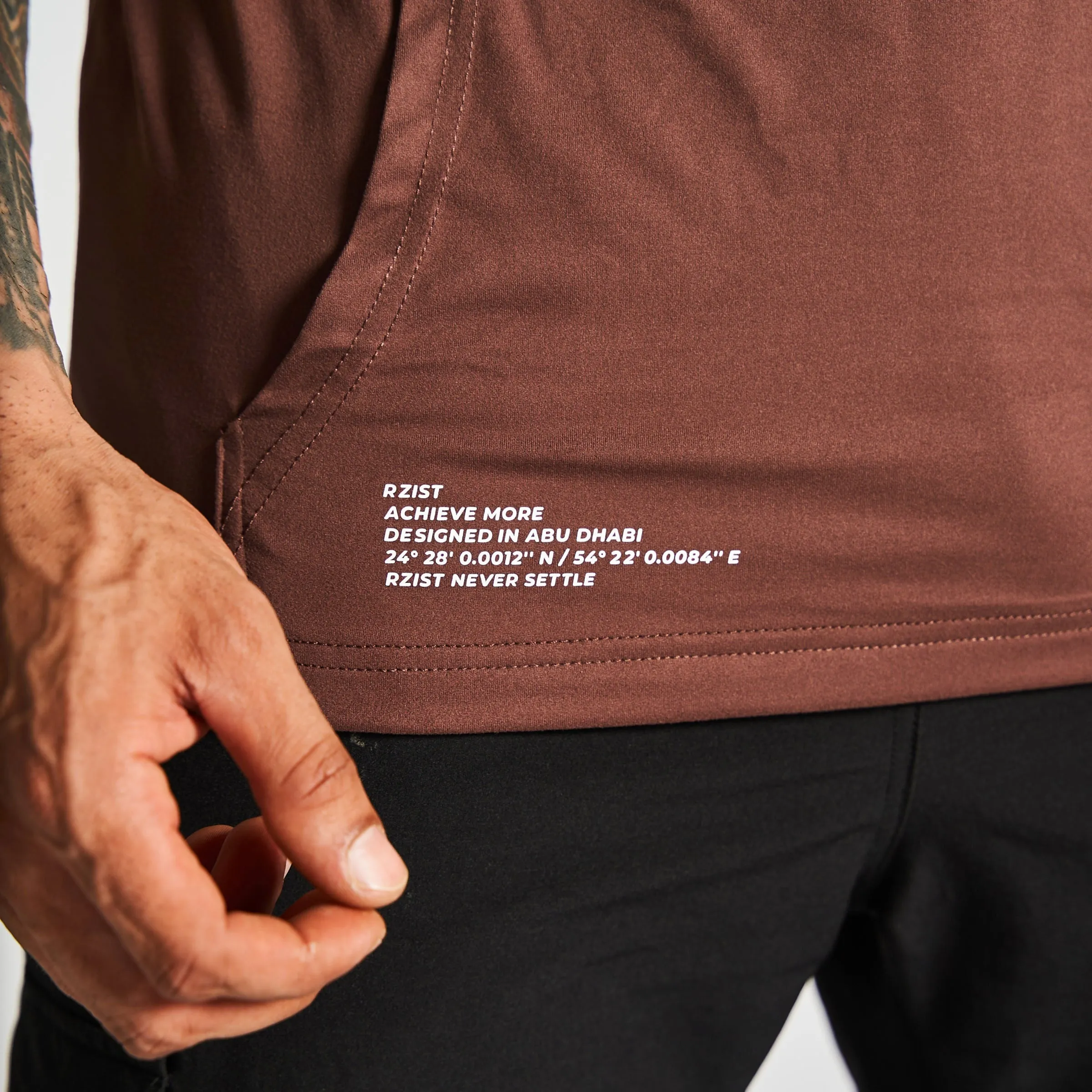 Lightweight Short Sleeve Hoodie -Brown Thermal Lining Adjustable Hood