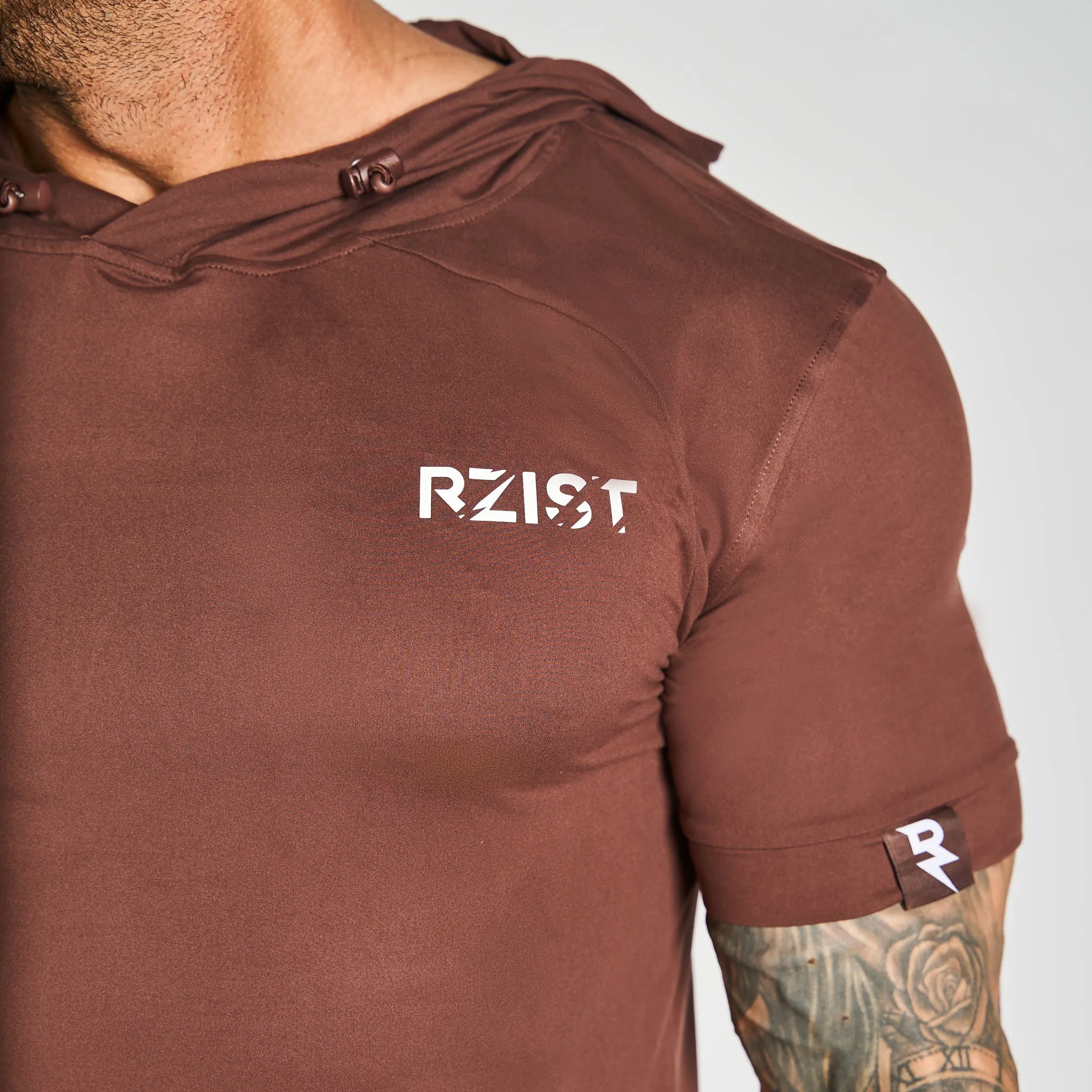 Lightweight Short Sleeve Hoodie -Brown Weekend Relaxed
