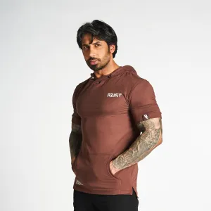 Cozy Streetwear Lightweight Short Sleeve Hoodie -Brown