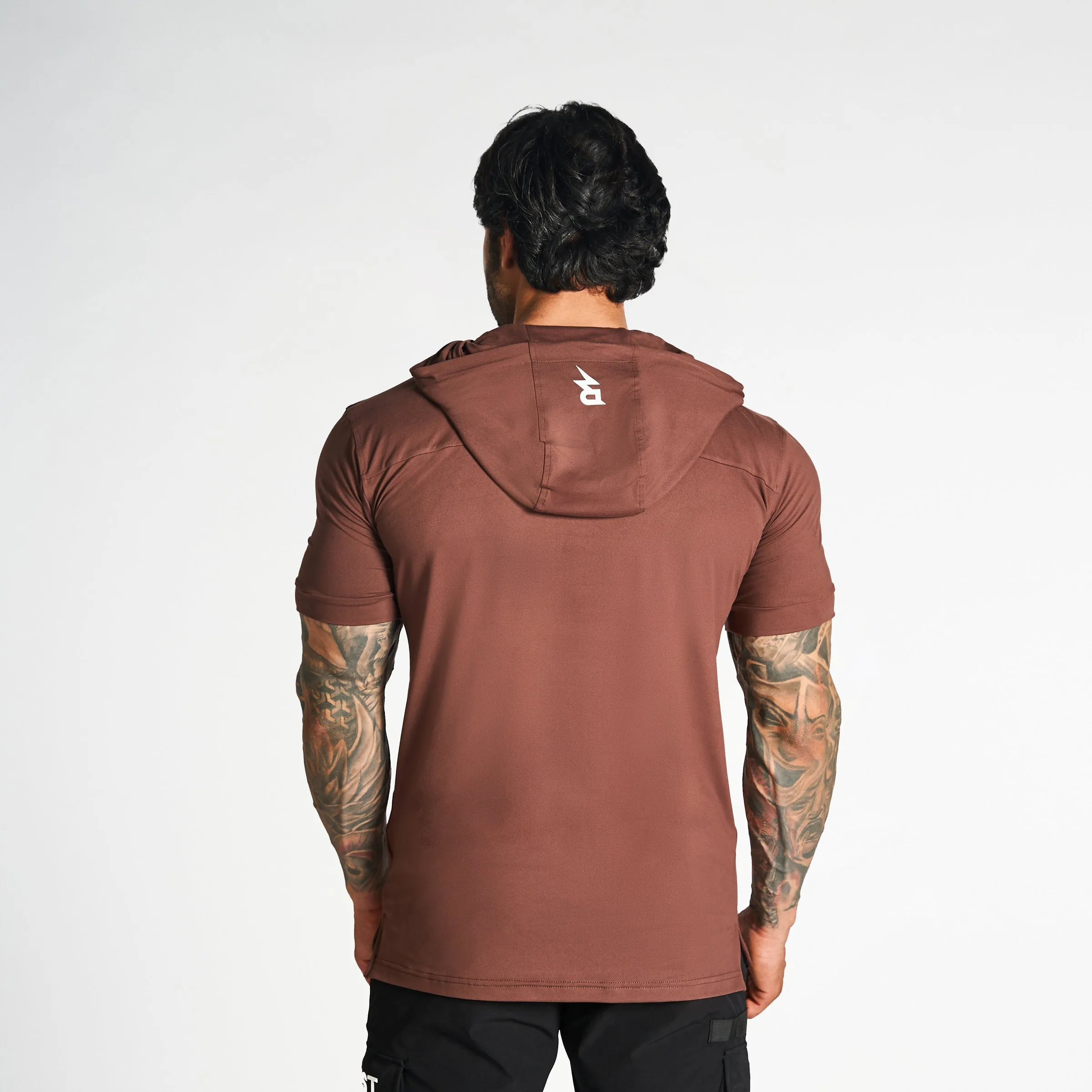 Lightweight Short Sleeve Hoodie -Brown Premium Comfort