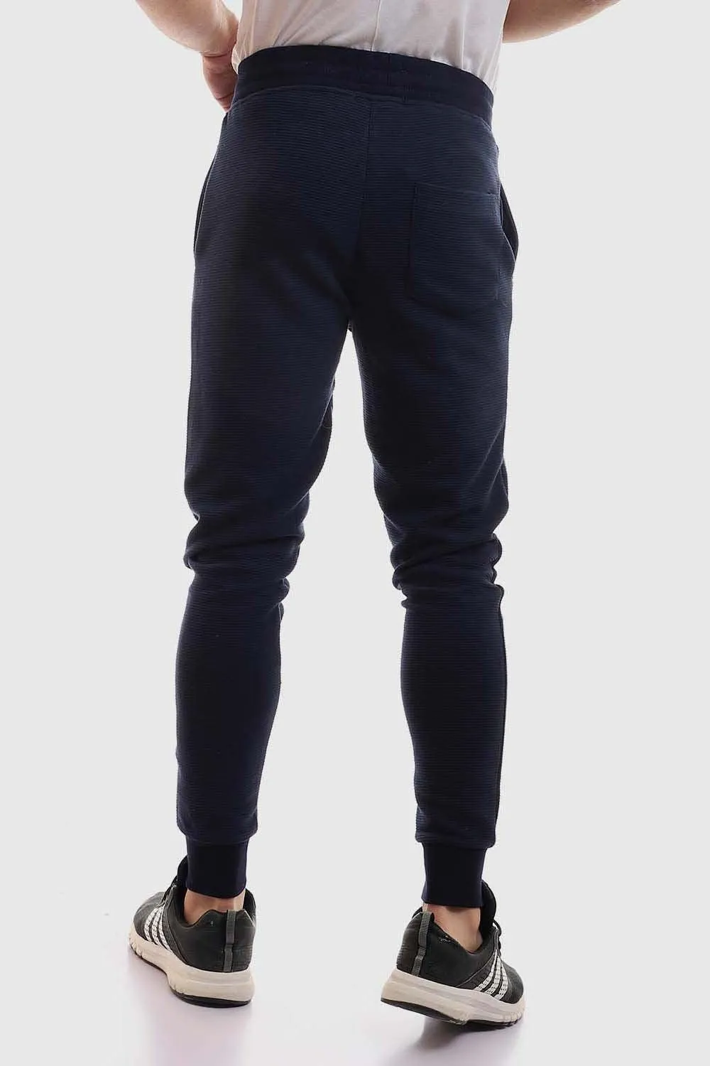 All-day Comfort Fully Ribbed Plain Sweatpants - Navy Blue