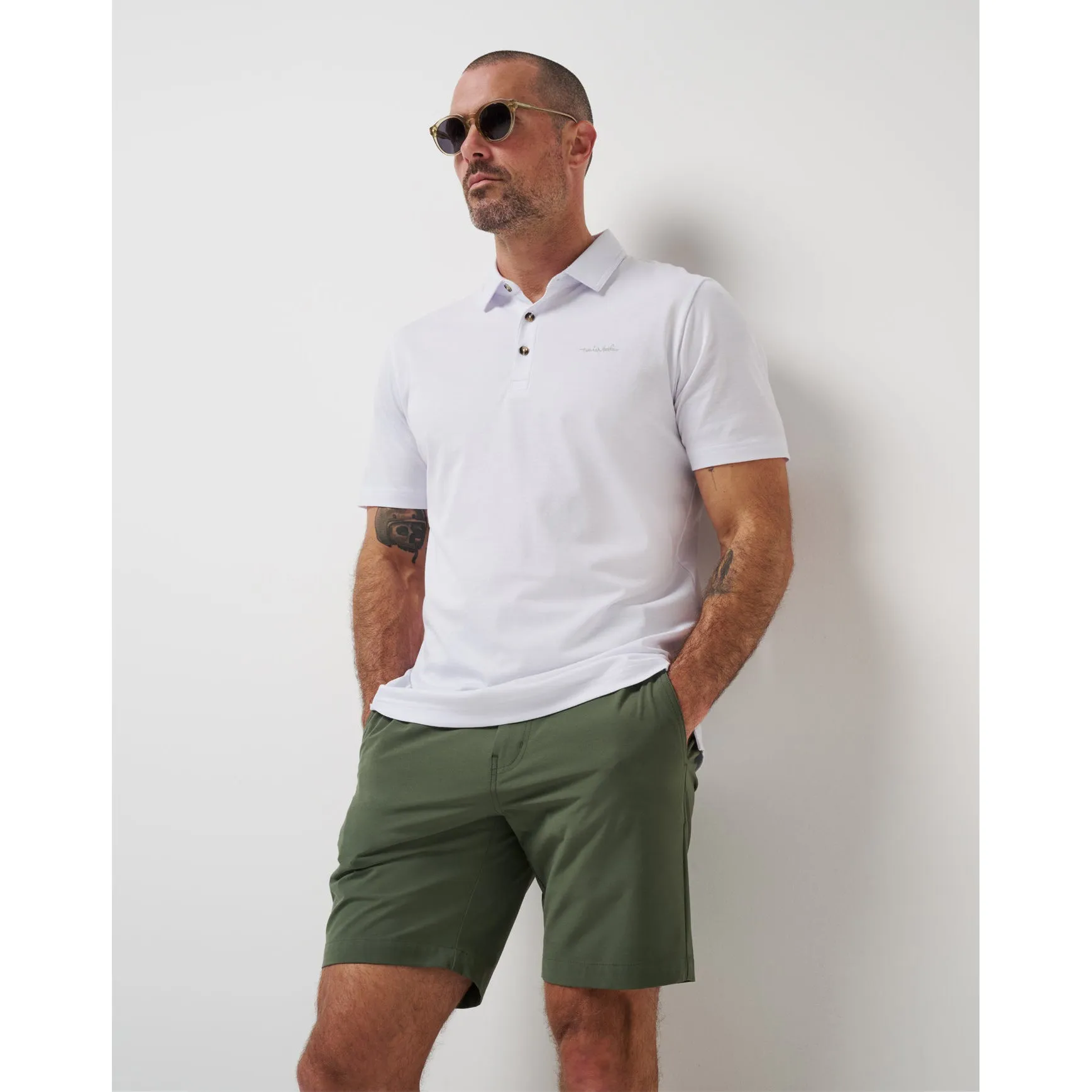 Travis Mathew The Zinna 2.0 Golf Shirt - White YarnDyed Construction