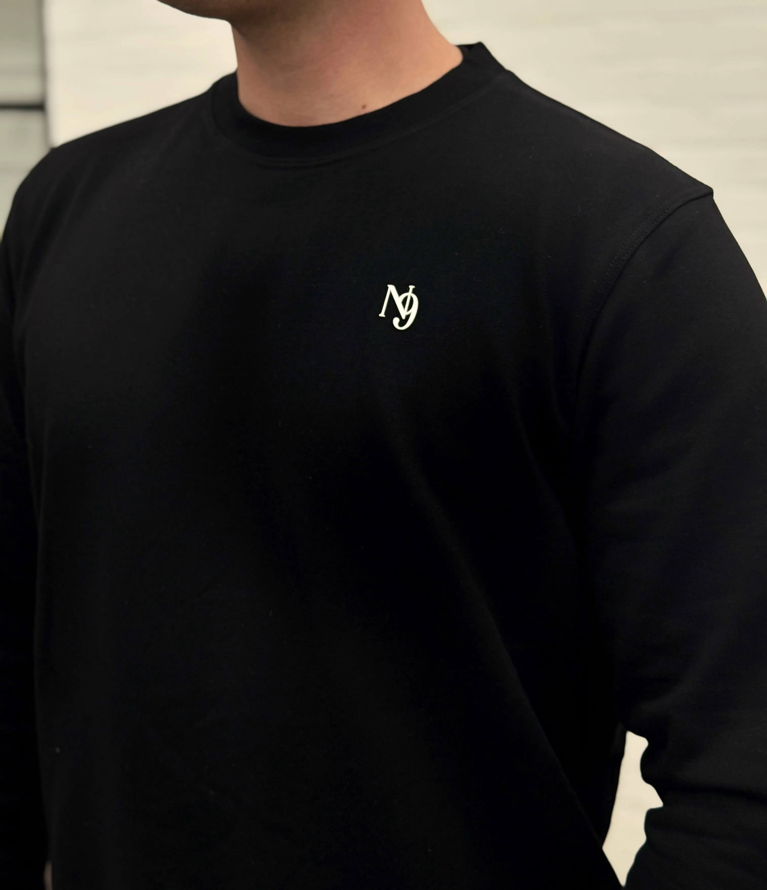 product rough ruggedness Solid Color Mr. Rafal Crewneck Sweater - Black