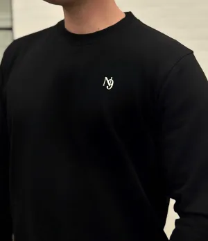 product rough ruggedness Solid Color Mr. Rafal Crewneck Sweater - Black