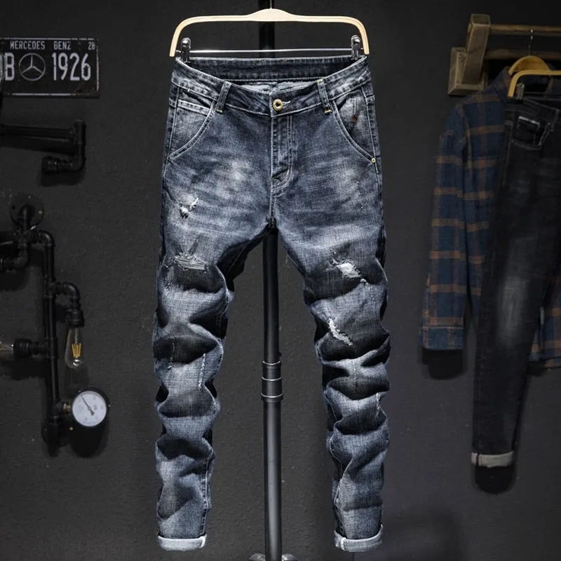 Universal Style West Louis? Stretch Ripped Distressed Streetwear Jeans
