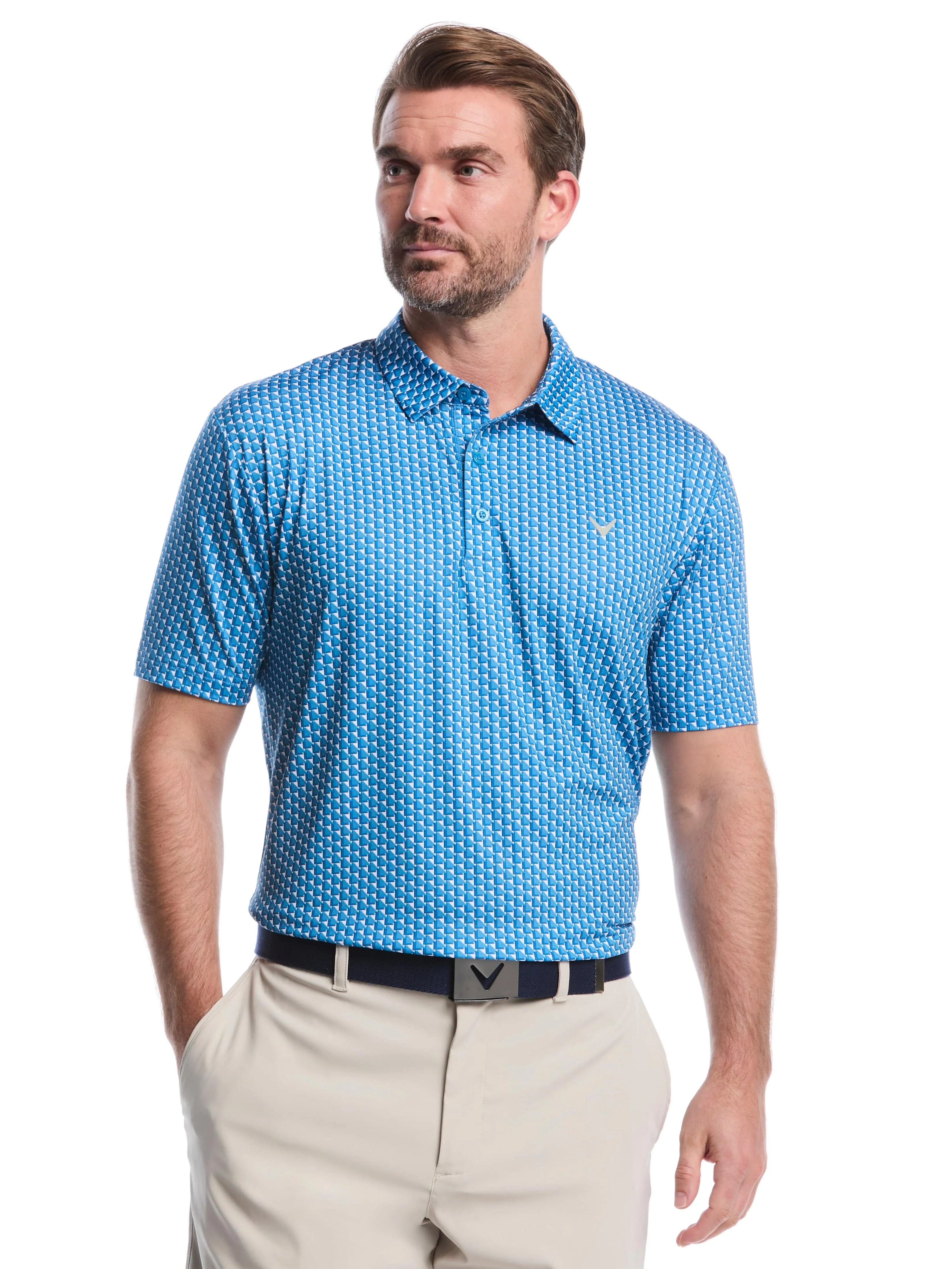 Mens All Over Chevron Geo Polo Timeless Comfort