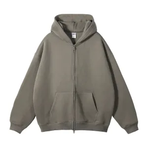 Dist Cotton Premium Double Zip Up Vintage Washed Men Hoodie Youthful Vibe Minimal Comfort