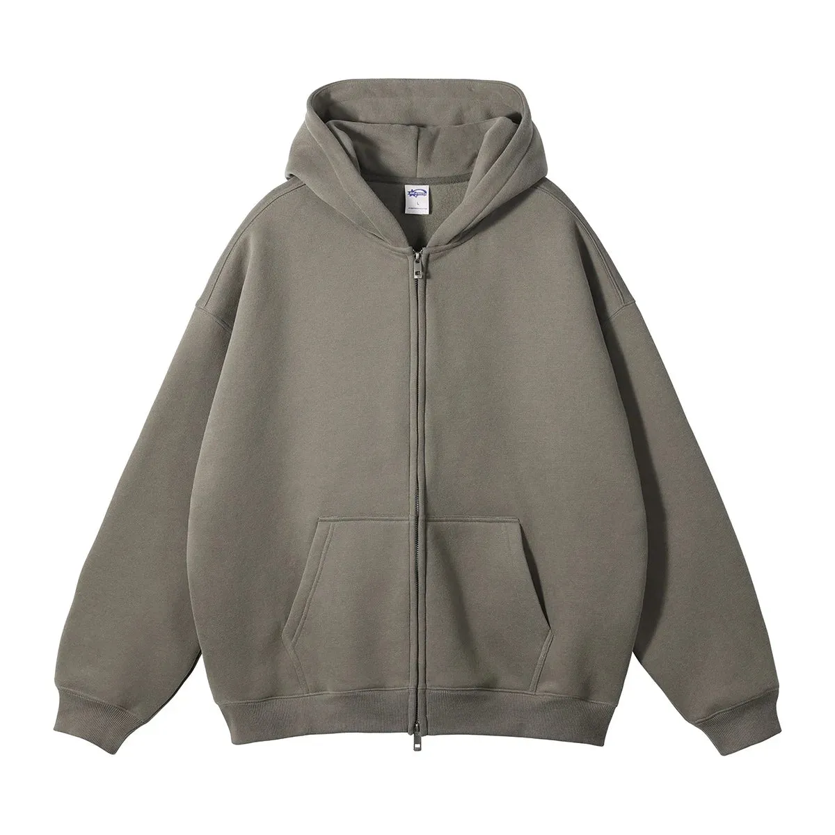 Dist Cotton Premium Double Zip Up Vintage Washed Men Hoodie Youthful Vibe Minimal Comfort
