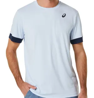 Smooth Flatlock Stitching Relaxing Fit Asics Court Men Tennis T-Shirt - Soft Sky/Midnight