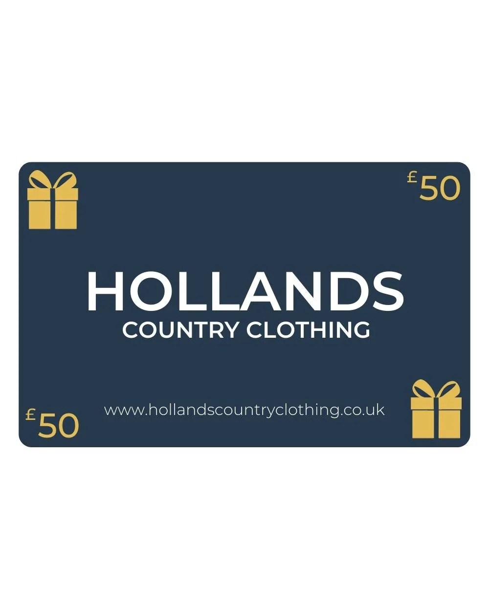 Hollands Country Clothing Gift Cards QuickReleaseFastener Durable Reinforced Edges
