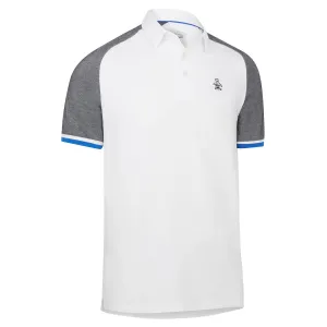 FourButton Placket Original Penguin Mens Raglan Colour Block Stretch Golf Polo Shirt - BRIGHT WHITE