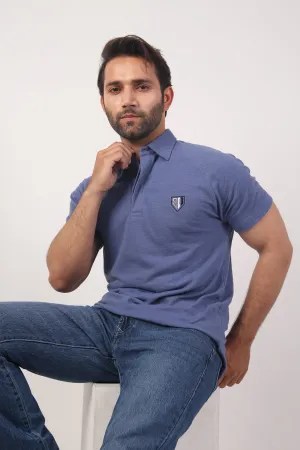 Chic Essentials MEN'S POLO TEAL BLUE FRONT EMB