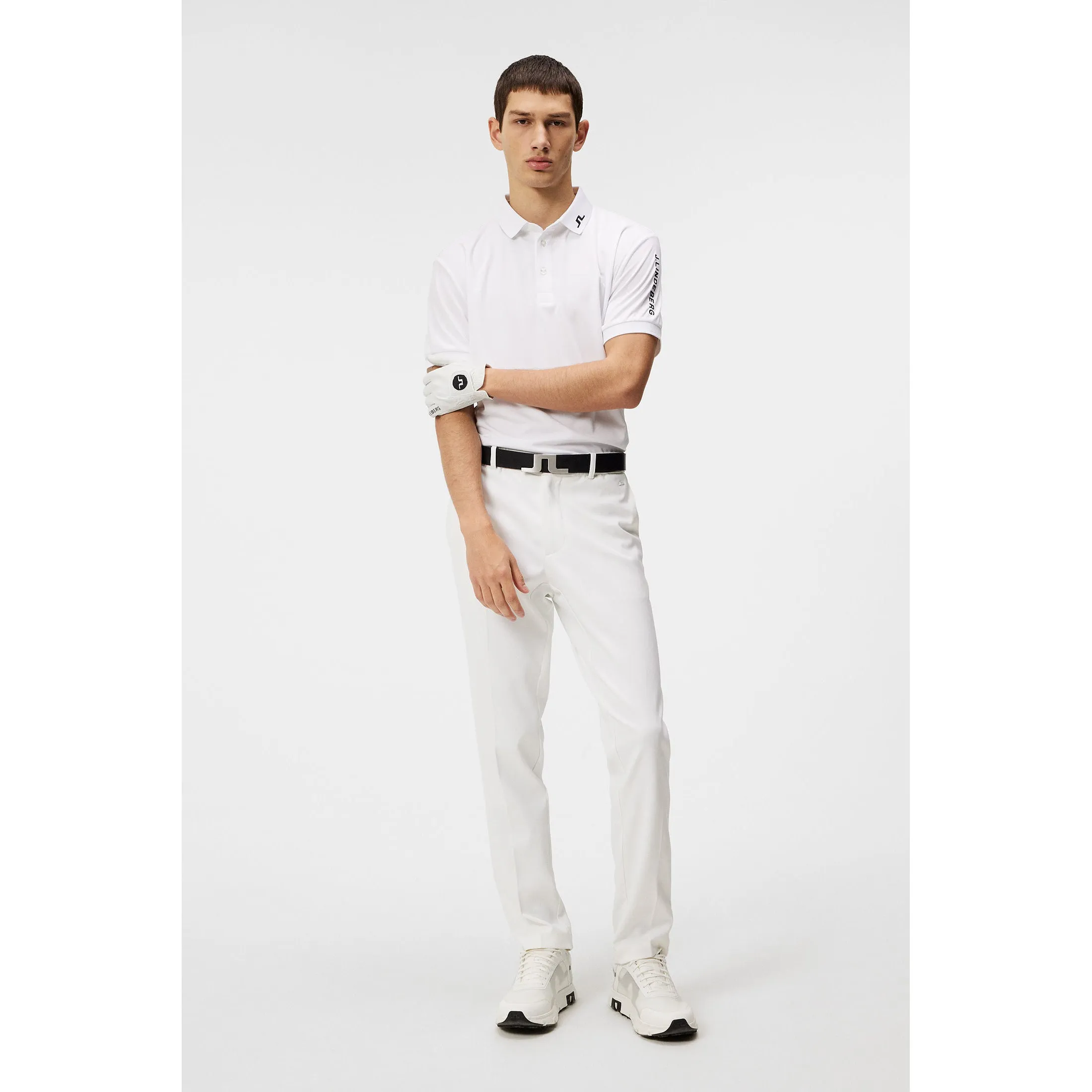Button-Down Collar Active Wear J.Lindeberg Tour Tech Regular Fit Golf Polo Shirt - White