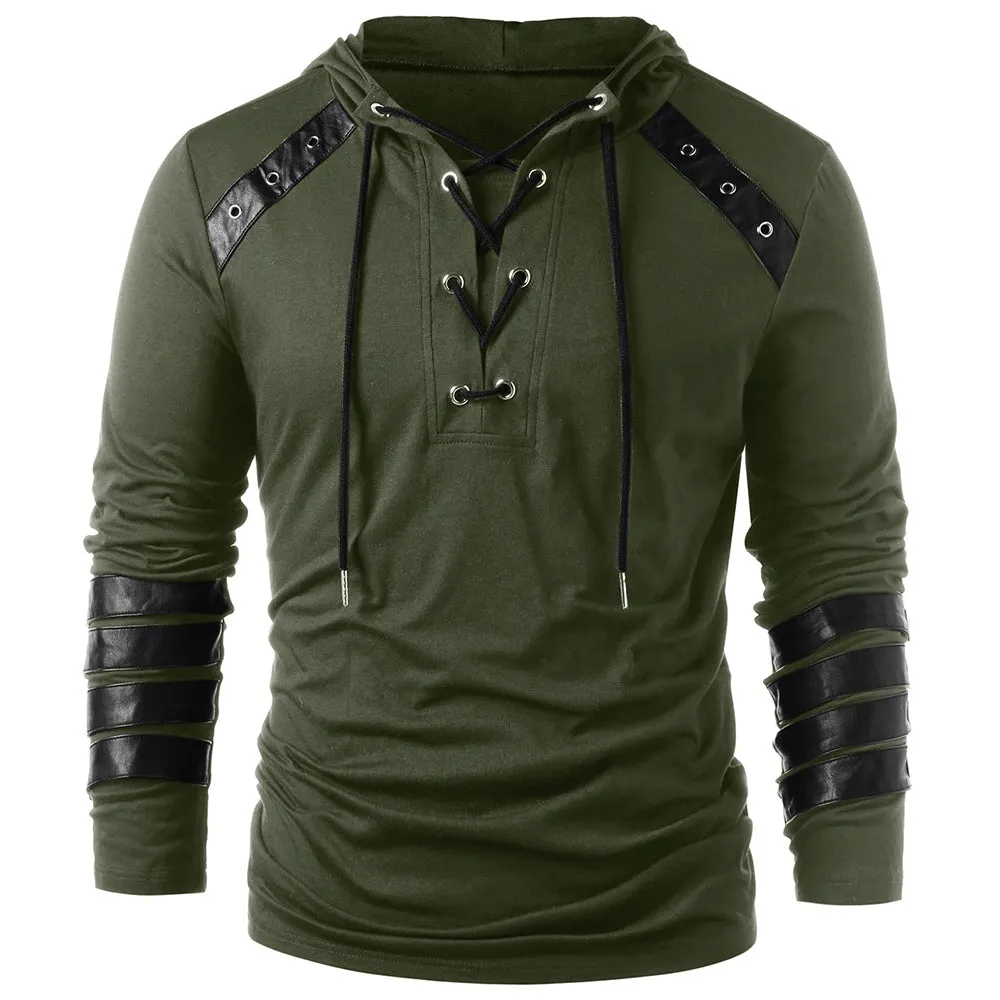 West Louis? Faux Leather Sleeve Drawstring Hoodie Chill Vibes product lace femininity