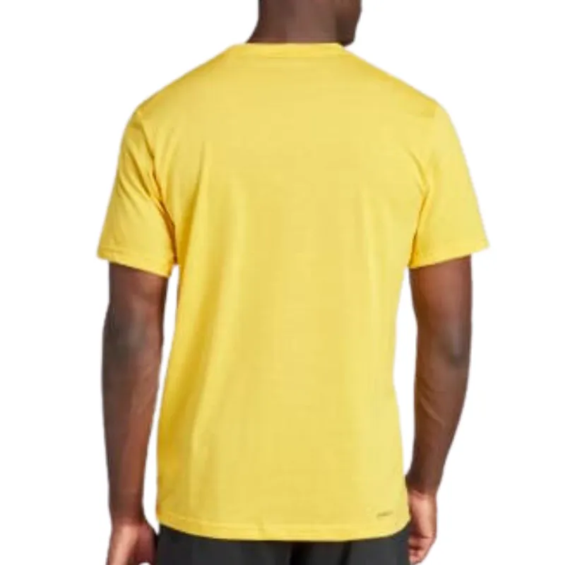Adidas Train Essentials Feelready Active Gold / Black  Logo Training Men Tennis Tee Active Design Wear