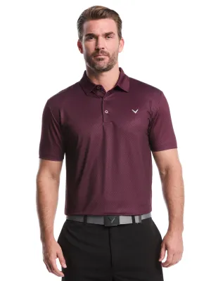 Mens Heather Geo Print Golf Polo Mesh Lined Back Micro Perforated Fabric