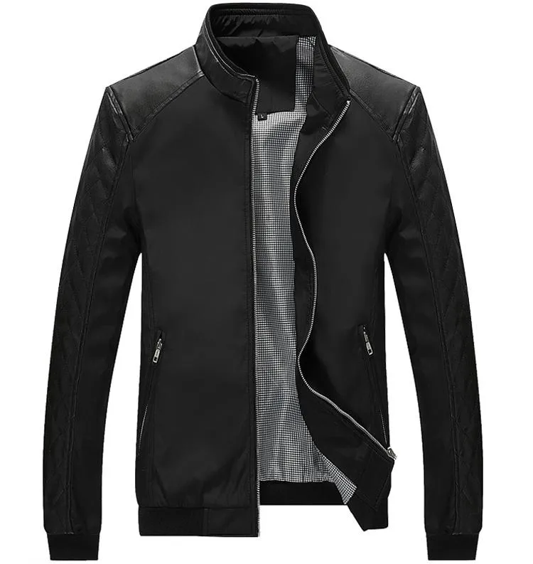 West Louis? Business PU Leather Slim Jacket FadeResistant Color