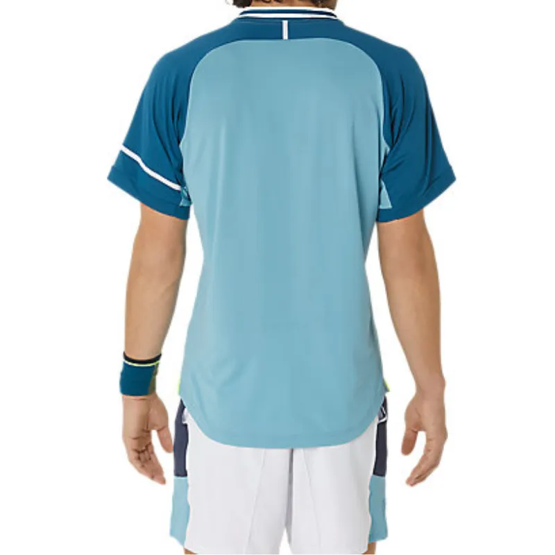 Chic Shirt LowMaintenance Fabric Asics Men Match Polo Shirt - Aquamarine