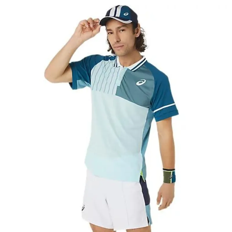 Asics Men Match Polo Shirt - Aquamarine Active Flex