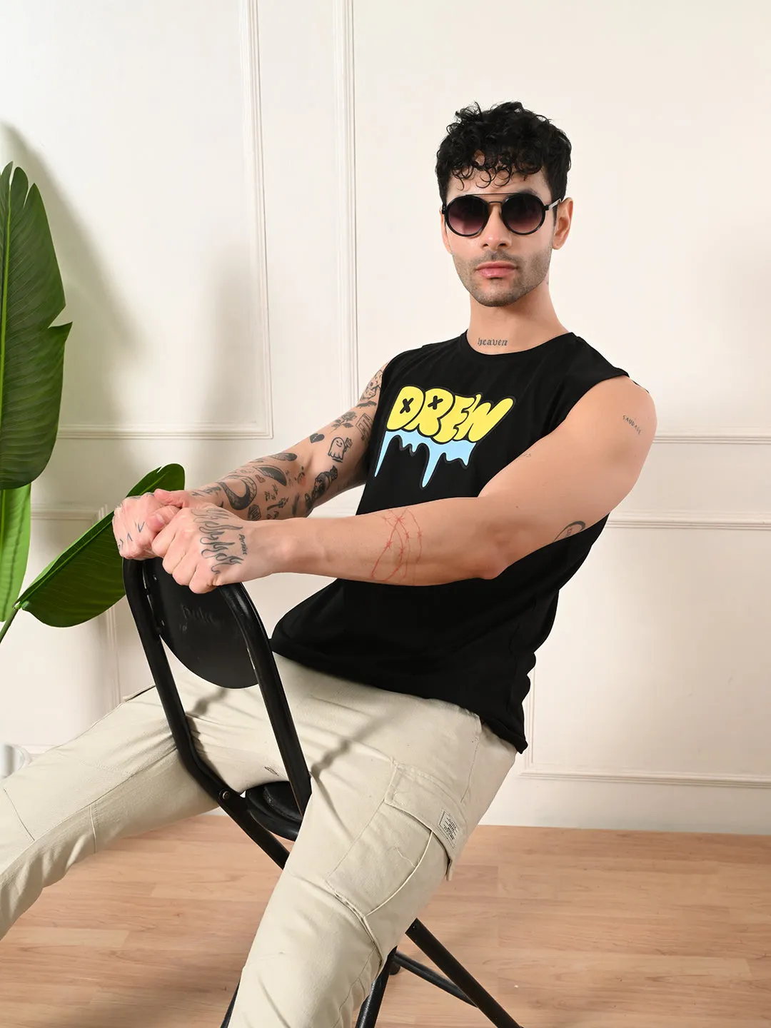 Flexible Waistband Easy-wear Drew Cotton Sando ?C Black