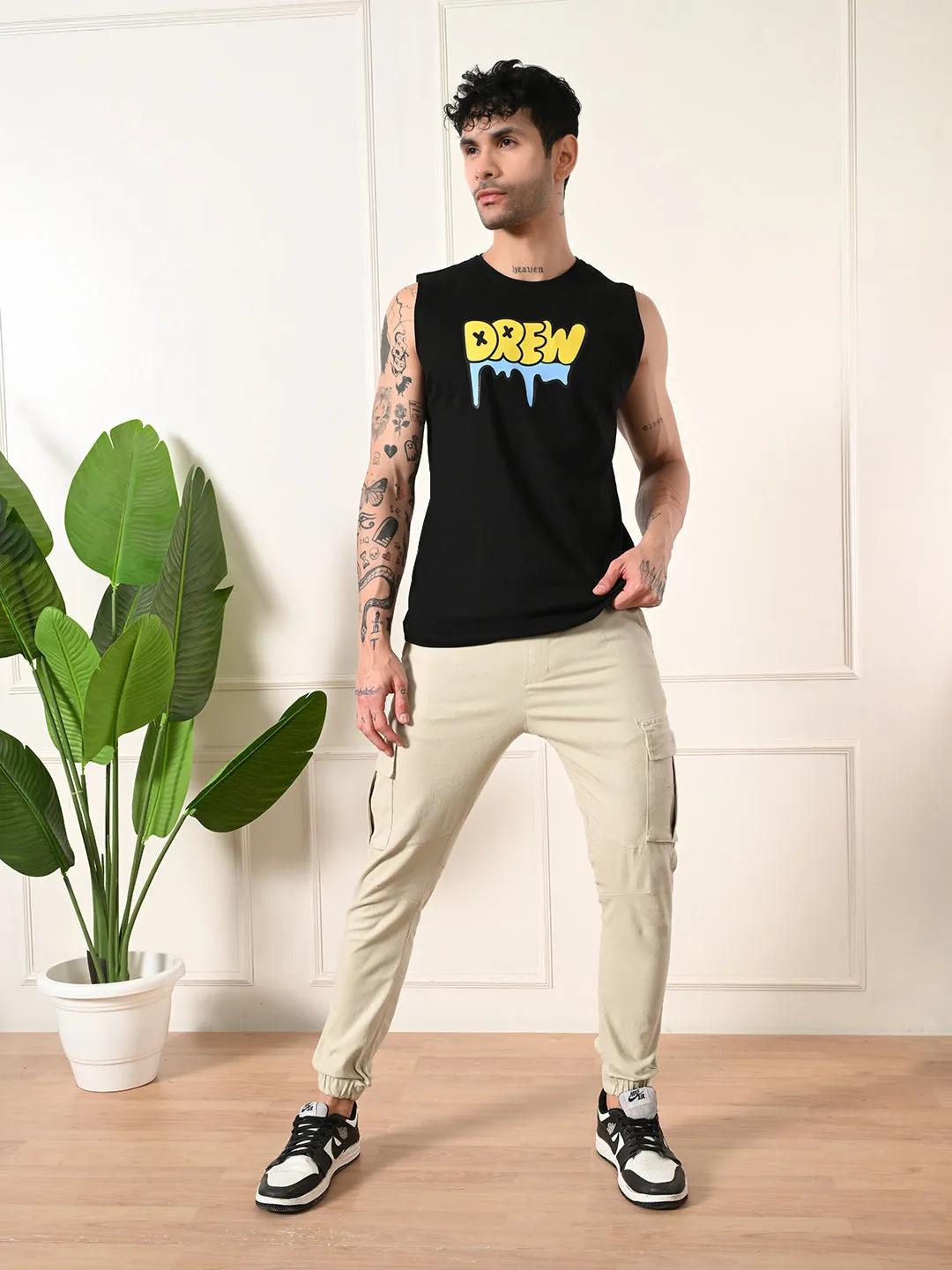 Flexible Outerwear Easy-wear Drew Cotton Sando ?C Black