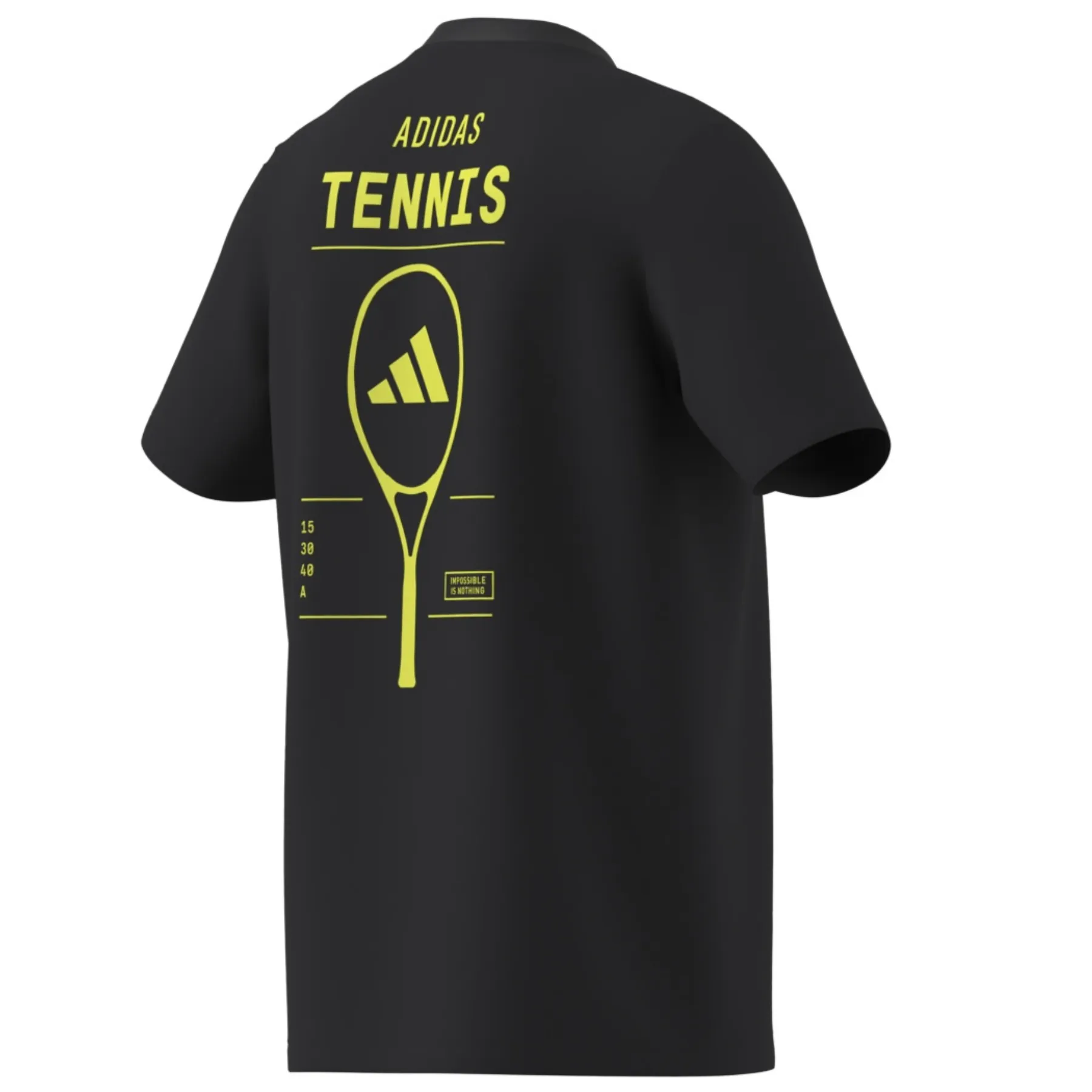Adidas AEROREADY Tennis Graphic T-Shirt - Black / Lucid Lemon Temperature Regulating