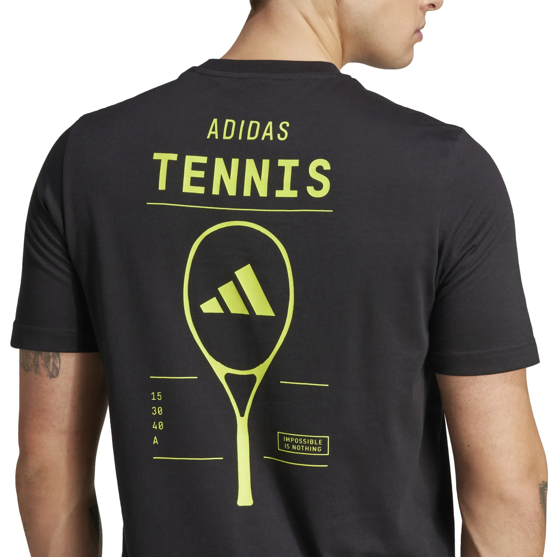 Adidas AEROREADY Tennis Graphic T-Shirt - Black / Lucid Lemon Everyday Chic Chill Vibes