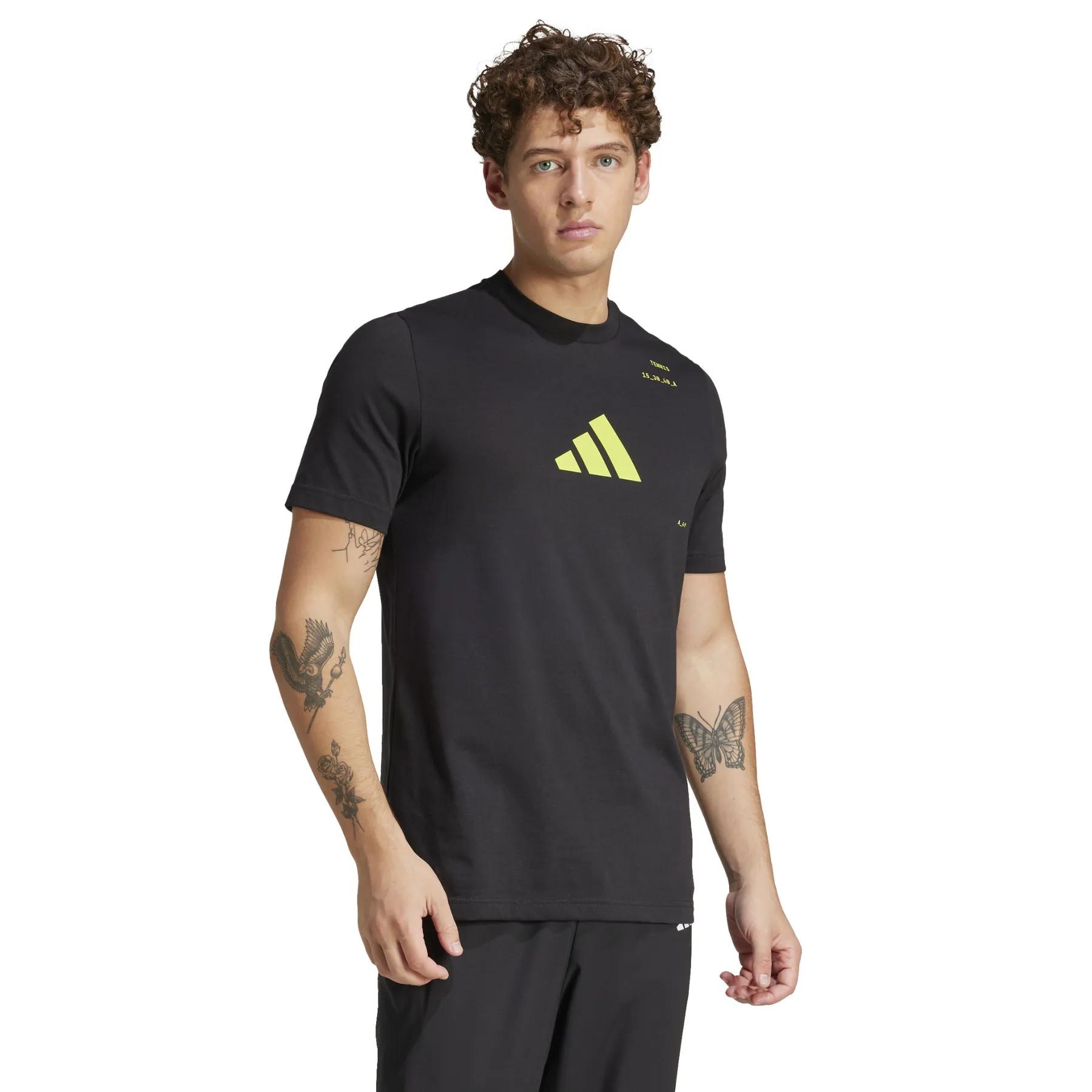 Recycled Polyester Blend Microfiber Blend Adidas AEROREADY Tennis Graphic T-Shirt - Black / Lucid Lemon