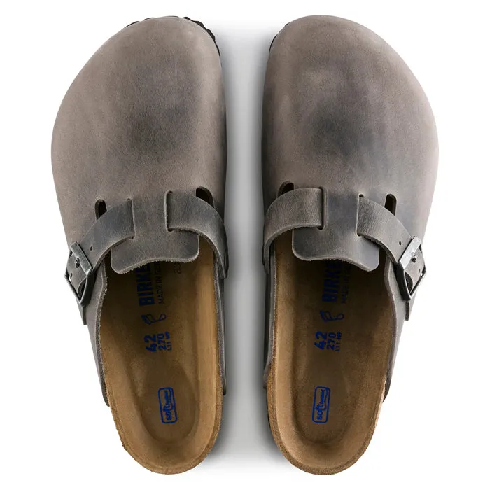 Mens Birkenstock Boston Oiled Iron Peace Mood Arch Support Standing Workers
