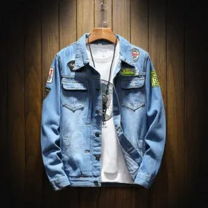 Natural Fiber Blend Light Flow West Louis? Spring Autumn Denim Jacket